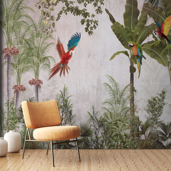 Wandmalerei Papagei im Flug