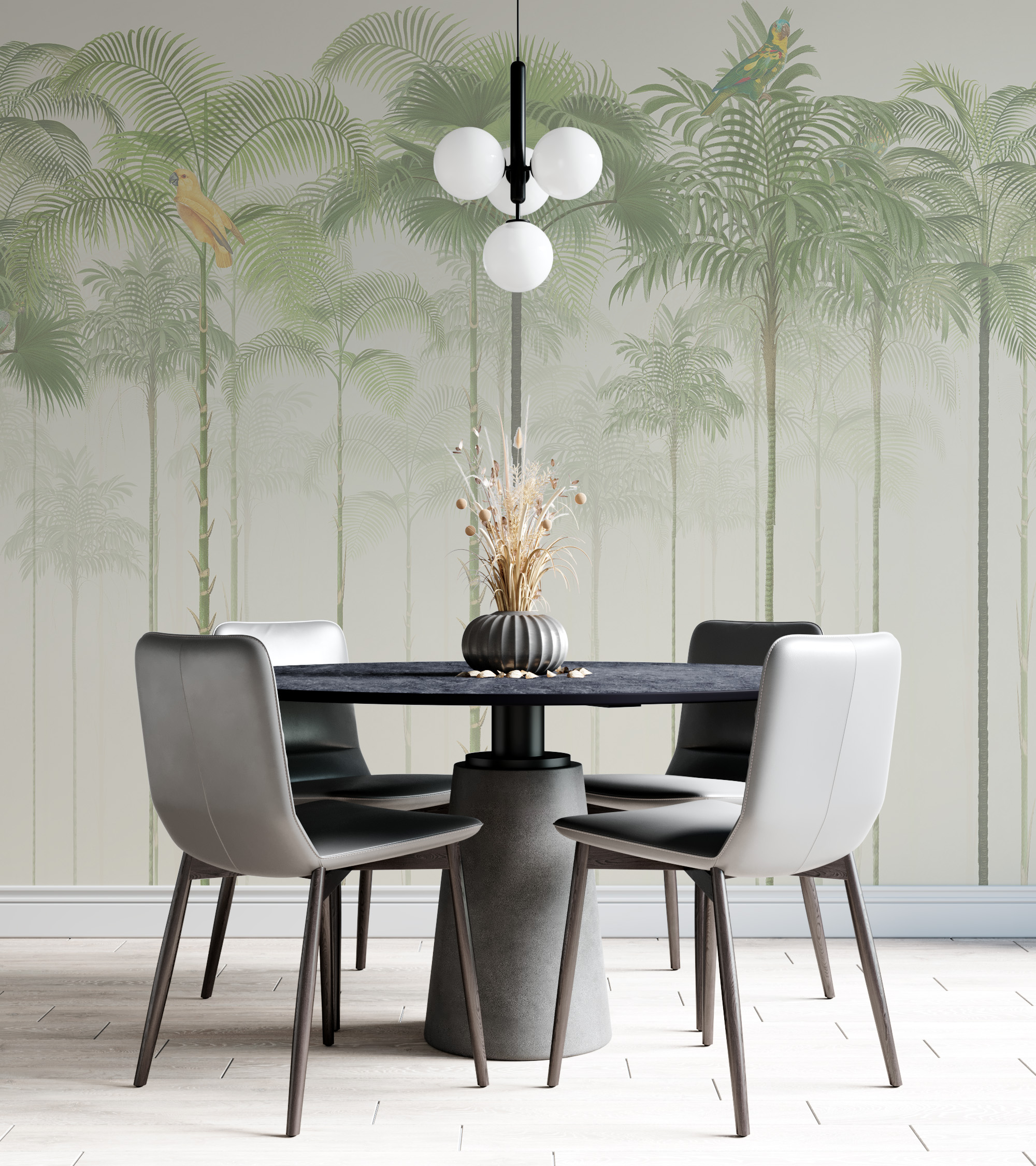 Fototapete Papageien auf Palmen