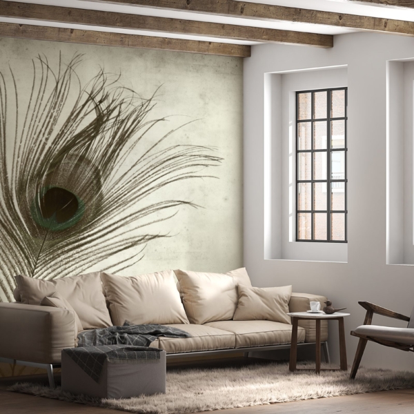 Wandmalerei Pfauenauge in Grau