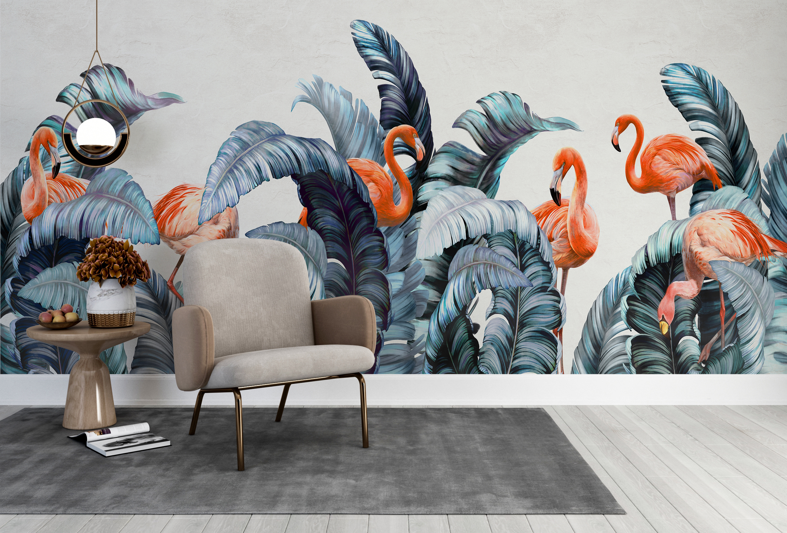 Fototapete mit Pelikanen im Laub