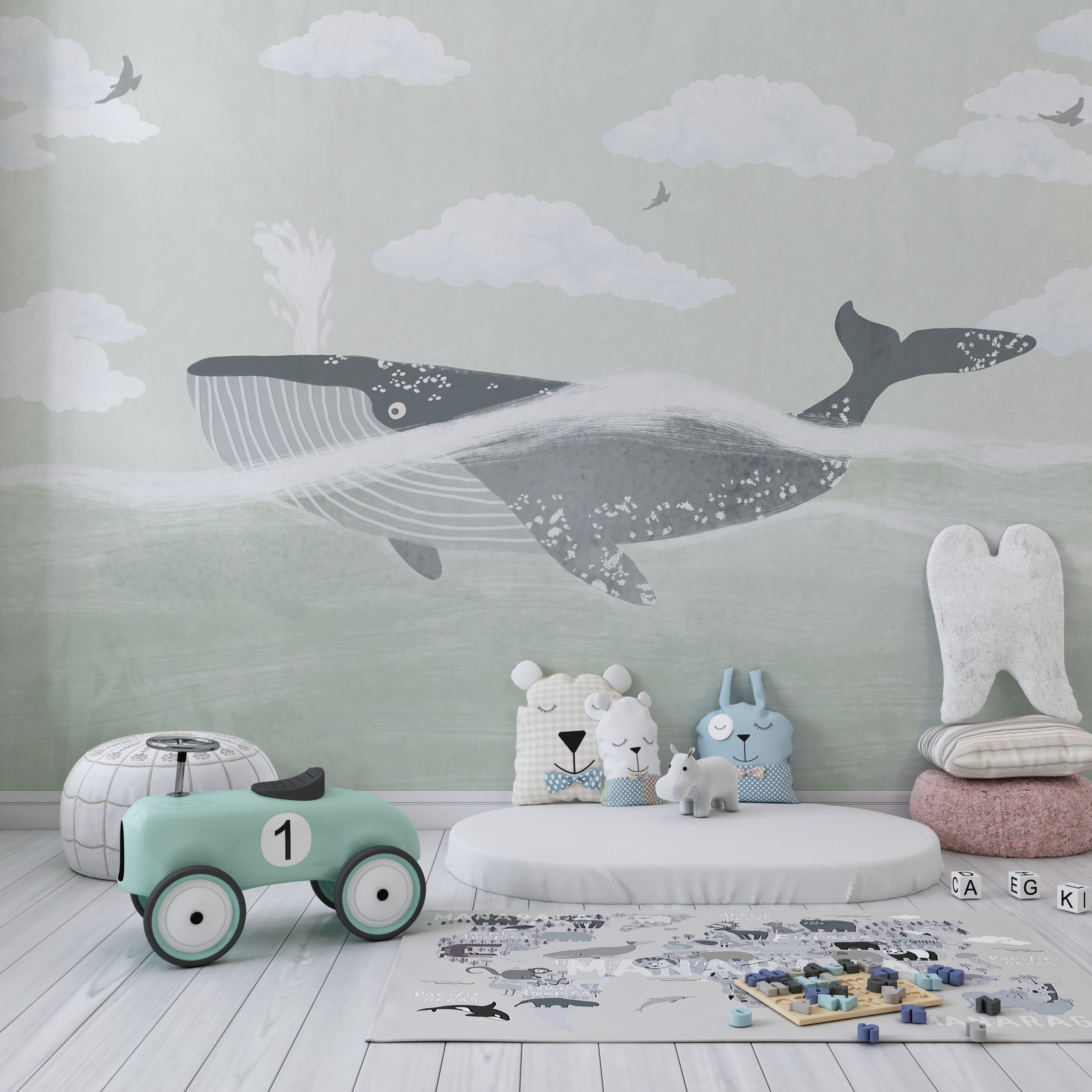 Fototapete Schwimmender Wal