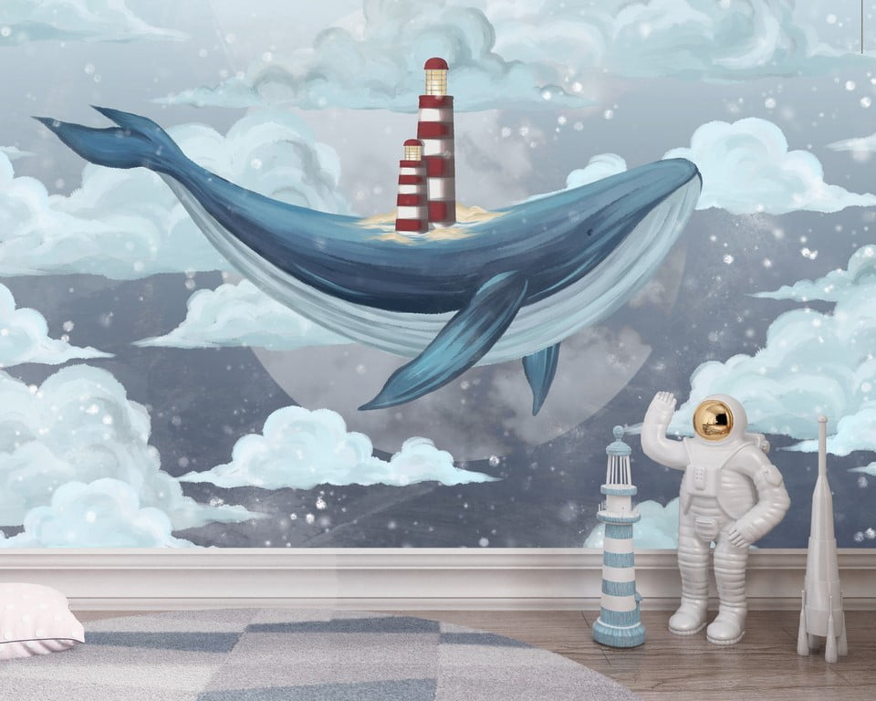 Sky Whale Wandbild für Baby