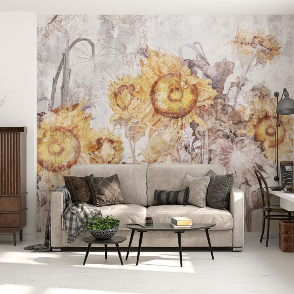 Wandgemälde eines Sonnenblumenfeldes