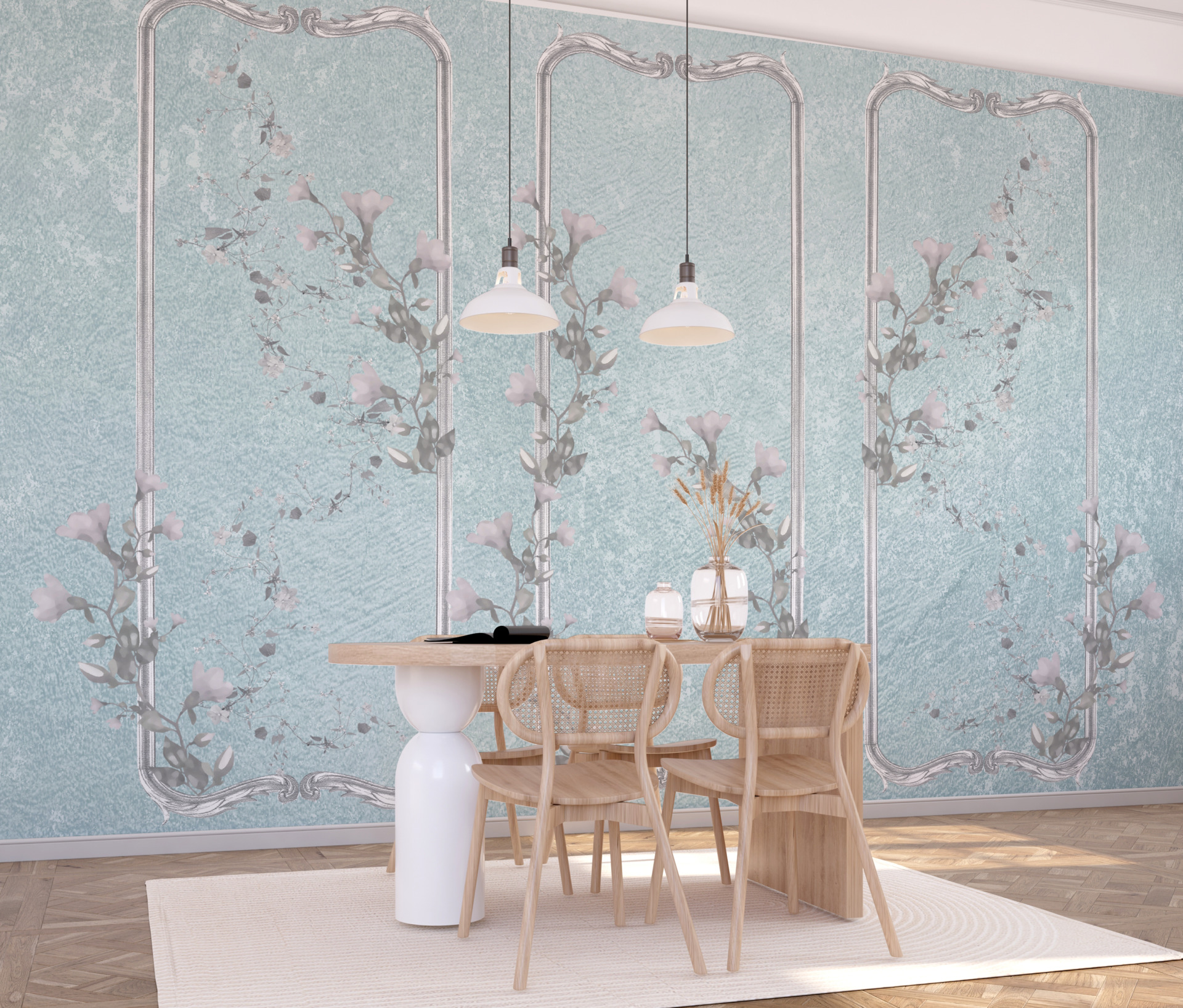 Fototapete Dreifach-Blumenmotiv