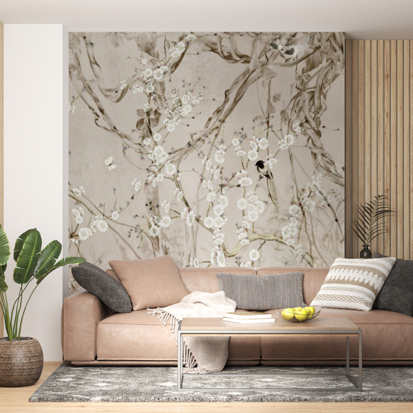 Fototapete Vögel zwischen den Blumen