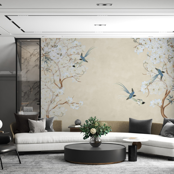 Wandmalerei Paradiesvögel