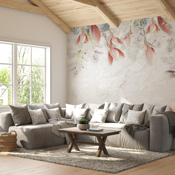 Fototapete Pink Leaf Frame