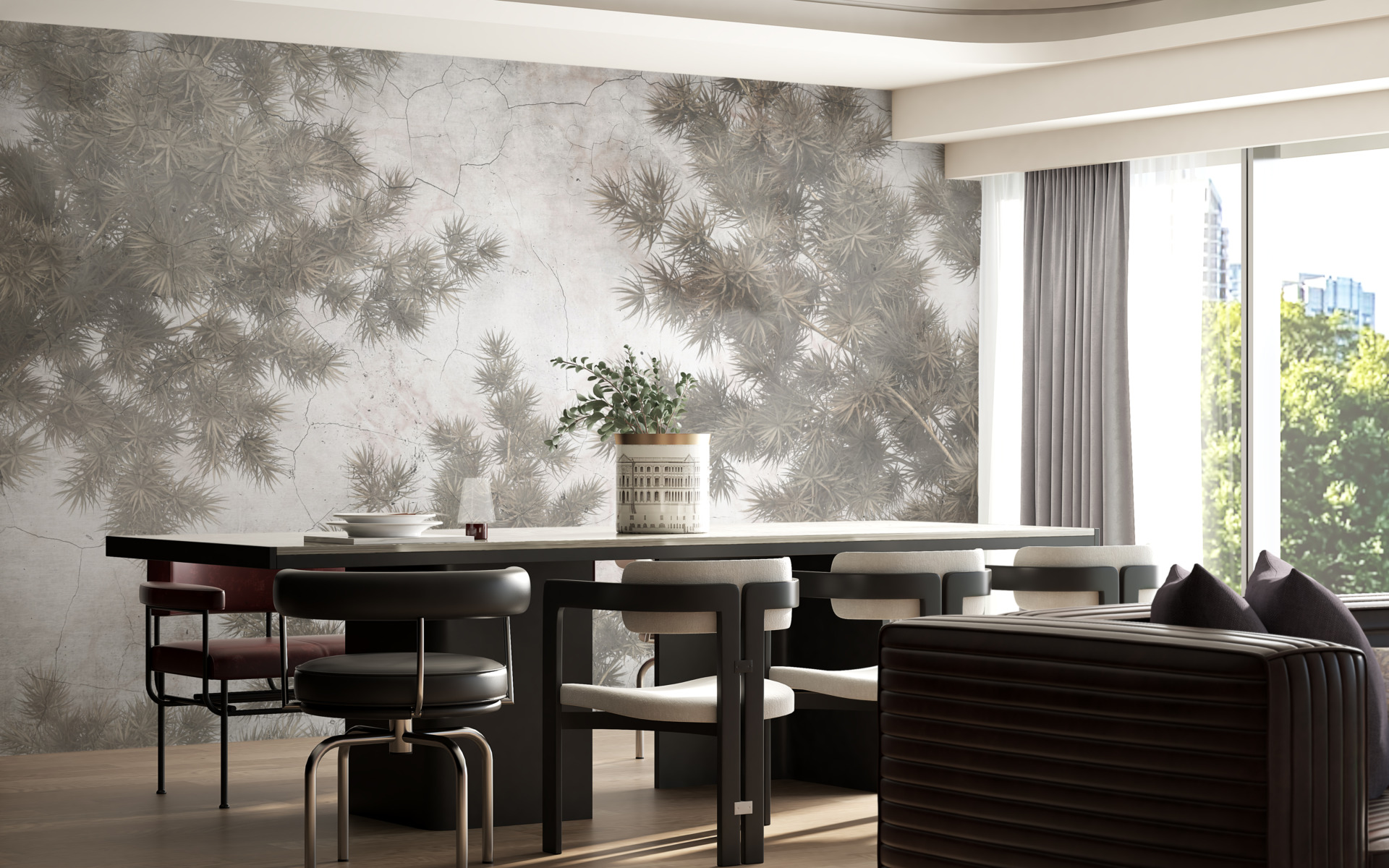 Wandpflanzen auf einer rissigen Oberfläche