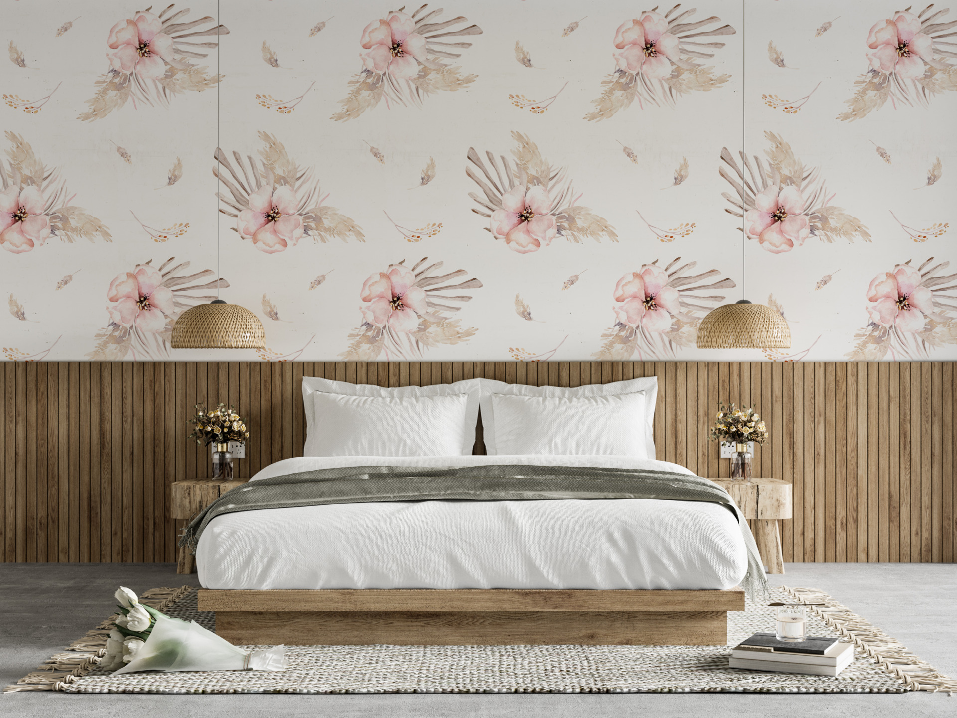 Wallpaper Rosa kleine Blumen