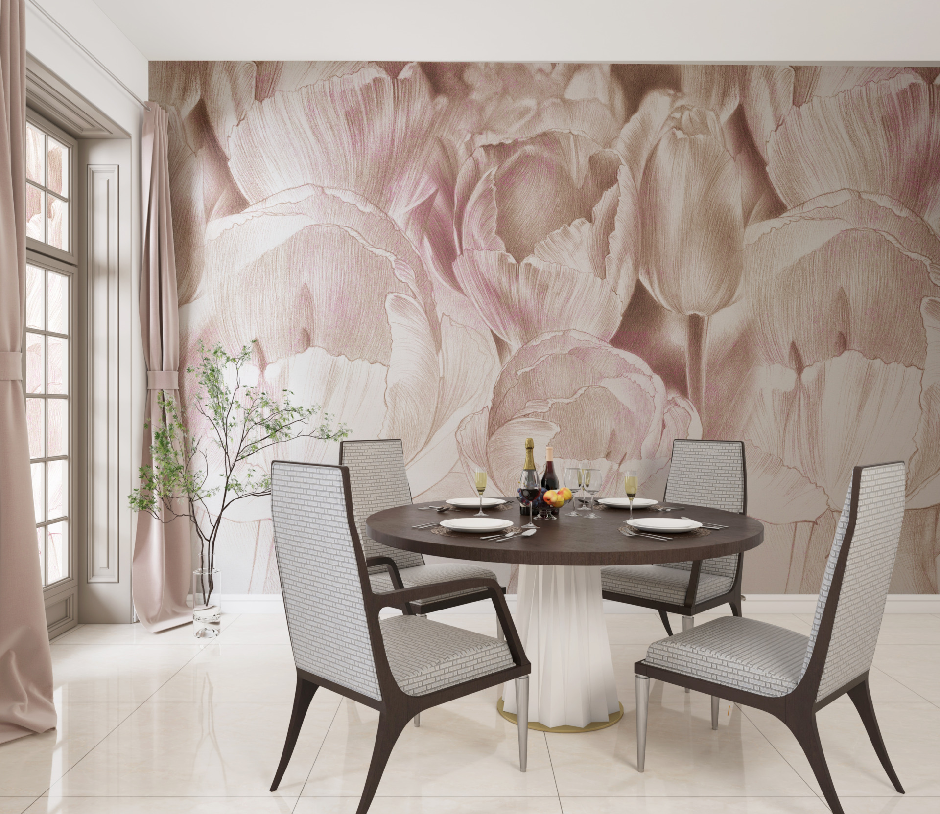 Fototapete Rosa Tulpen