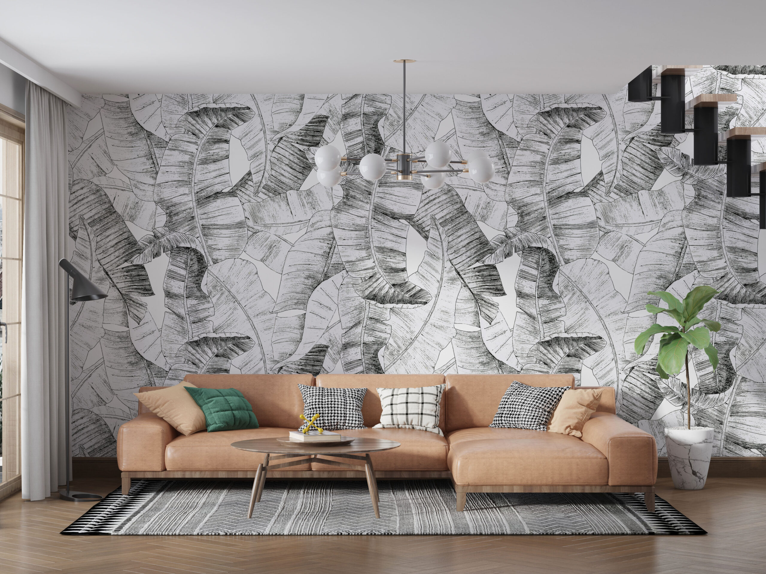 Wandgemälde Gezeichnete Blätter