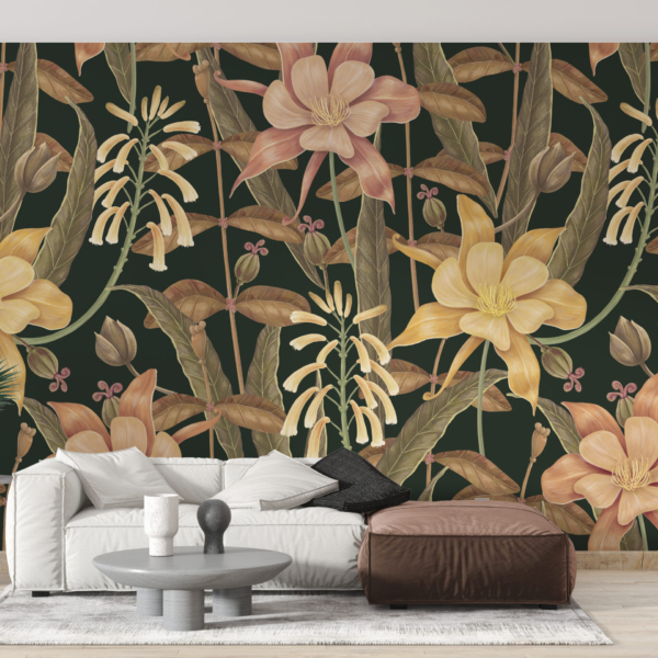 Wandgemälde aus bunten Blumen