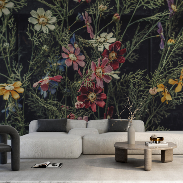 Wandgemälde aus Gartenblumen