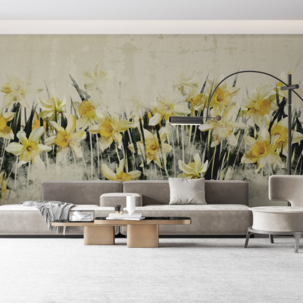 Wandgemälde mit gelben Narzissen