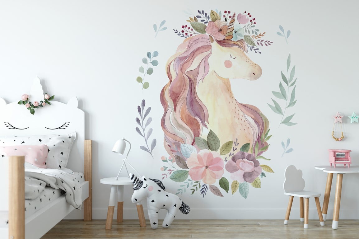 Schlafendes Einhorn Wandbild für Baby