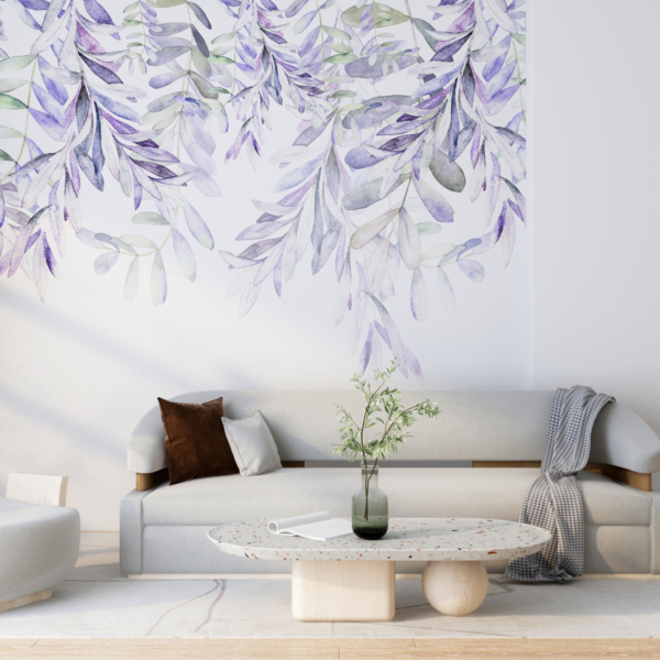 Wandgemälde Decke aus lila Zweigen