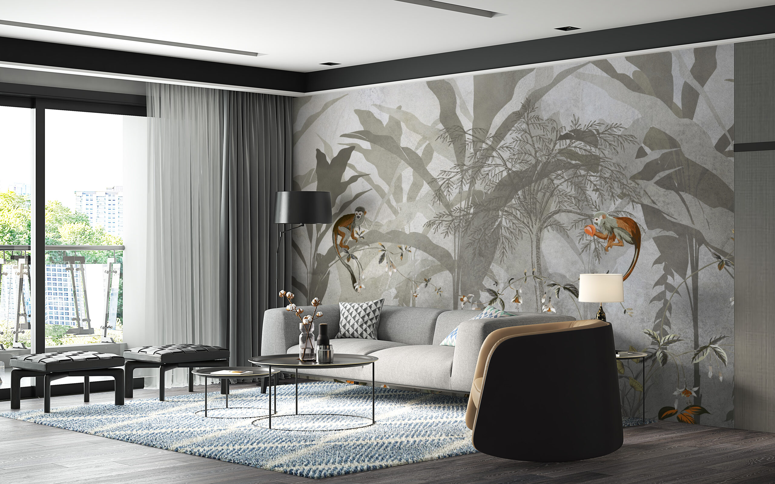 Fototapete Grauer Dschungel