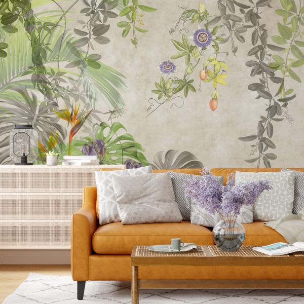 Fototapete Grau Monstera