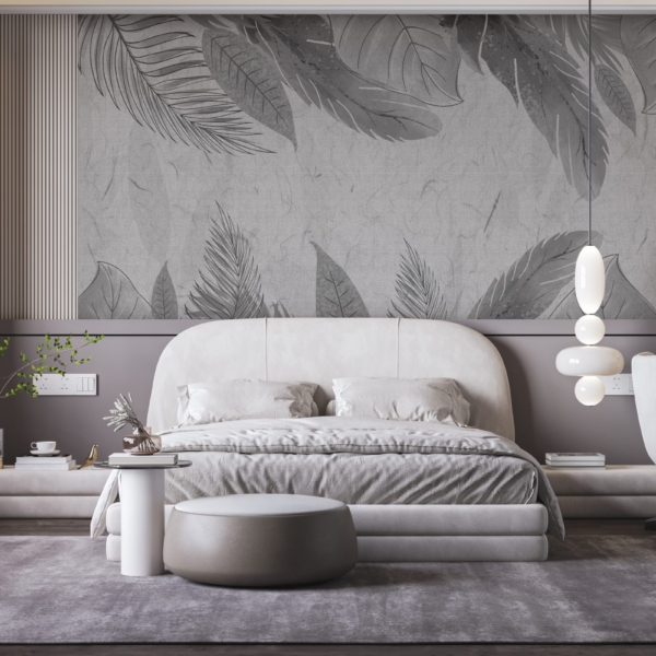 Fototapete Grey Leaf Frame