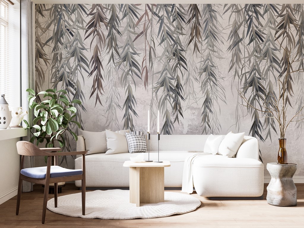 Fototapete Graue Weidenzweige