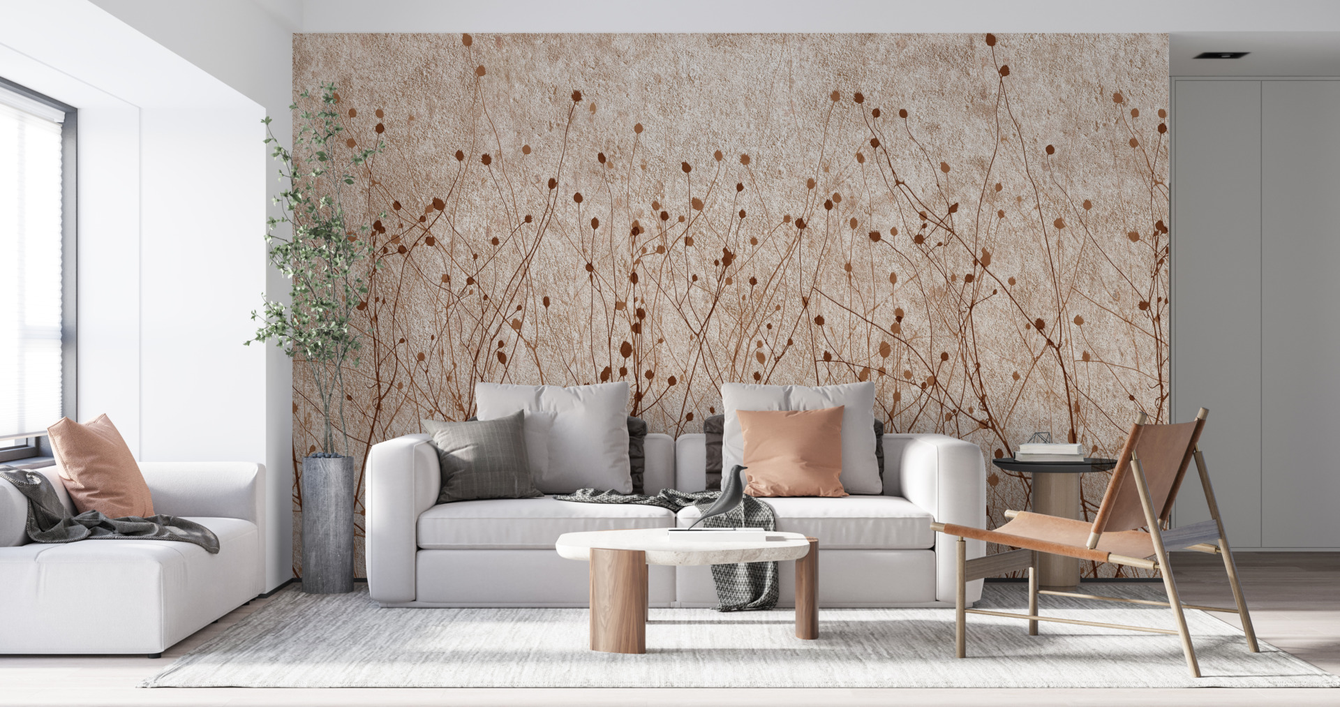 Wandmalerei aus Ziergras