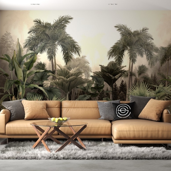 Wandmalerei im Licht exotischer Pflanzen