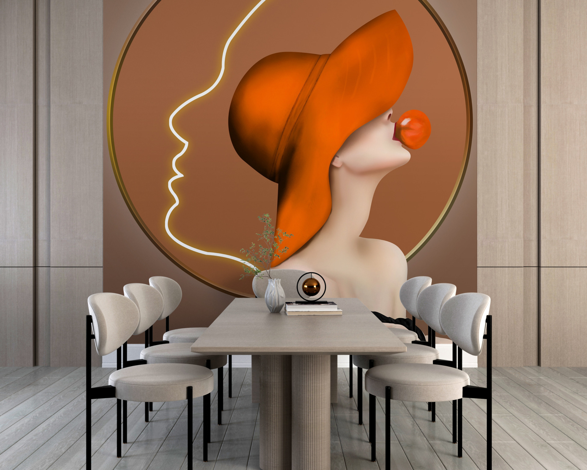 Wandgemälde in einer roten Mütze