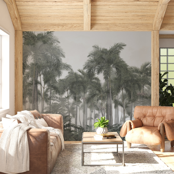 Wandmalerei Hohe Palmen ohne Farbe