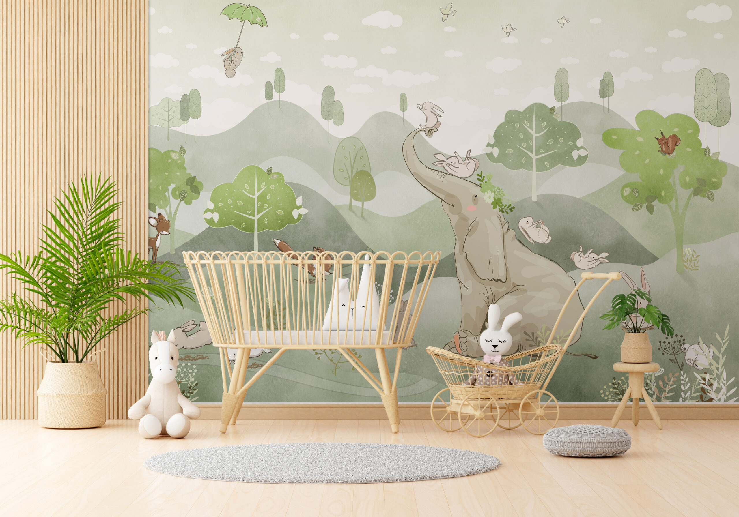 Fototapete Spielen mit einem Elefanten