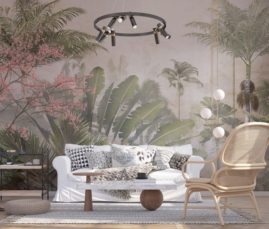 Fototapete Grüner Dschungel im Nebel