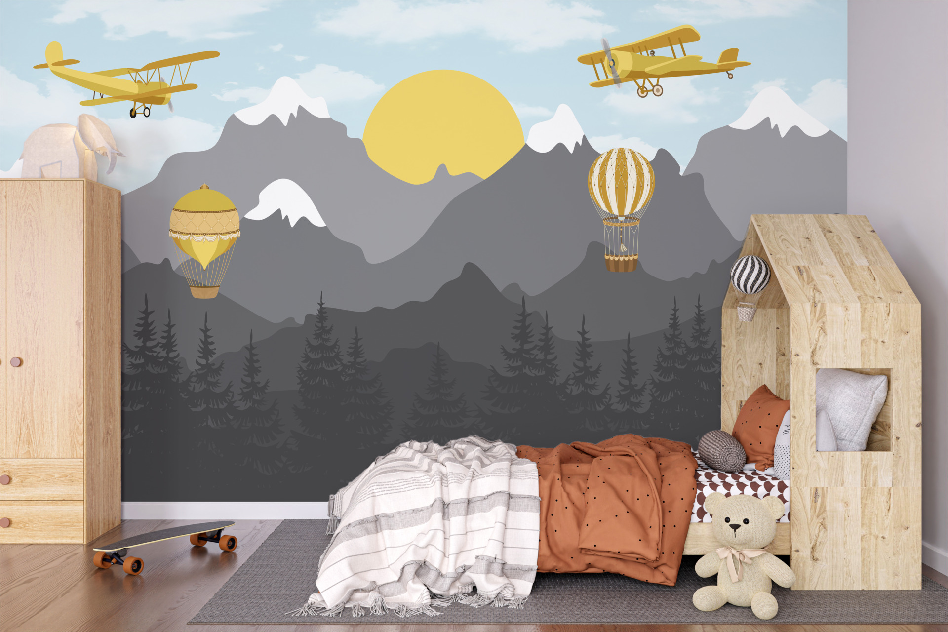 Fototapete Goldene Sonne in den Bergen