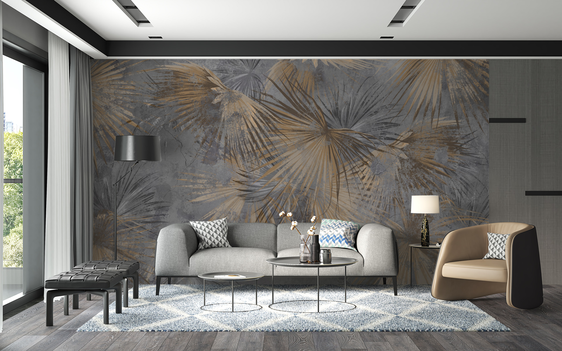 Fototapete Gold der entfalteten Blätter