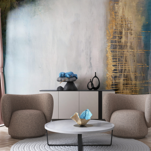 Wandmalerei in Gold und Weiß