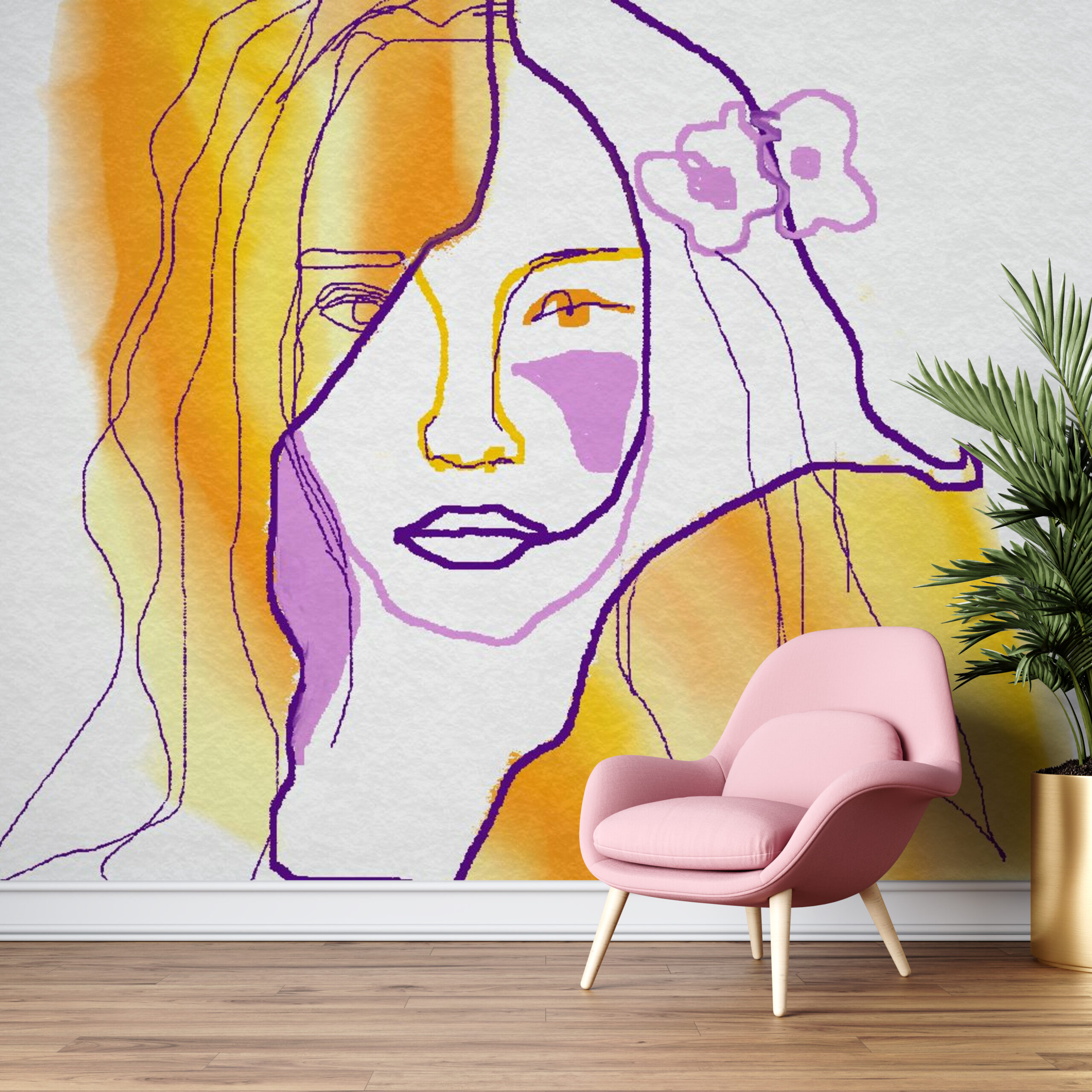 Fototapete Gelbes Mädchen