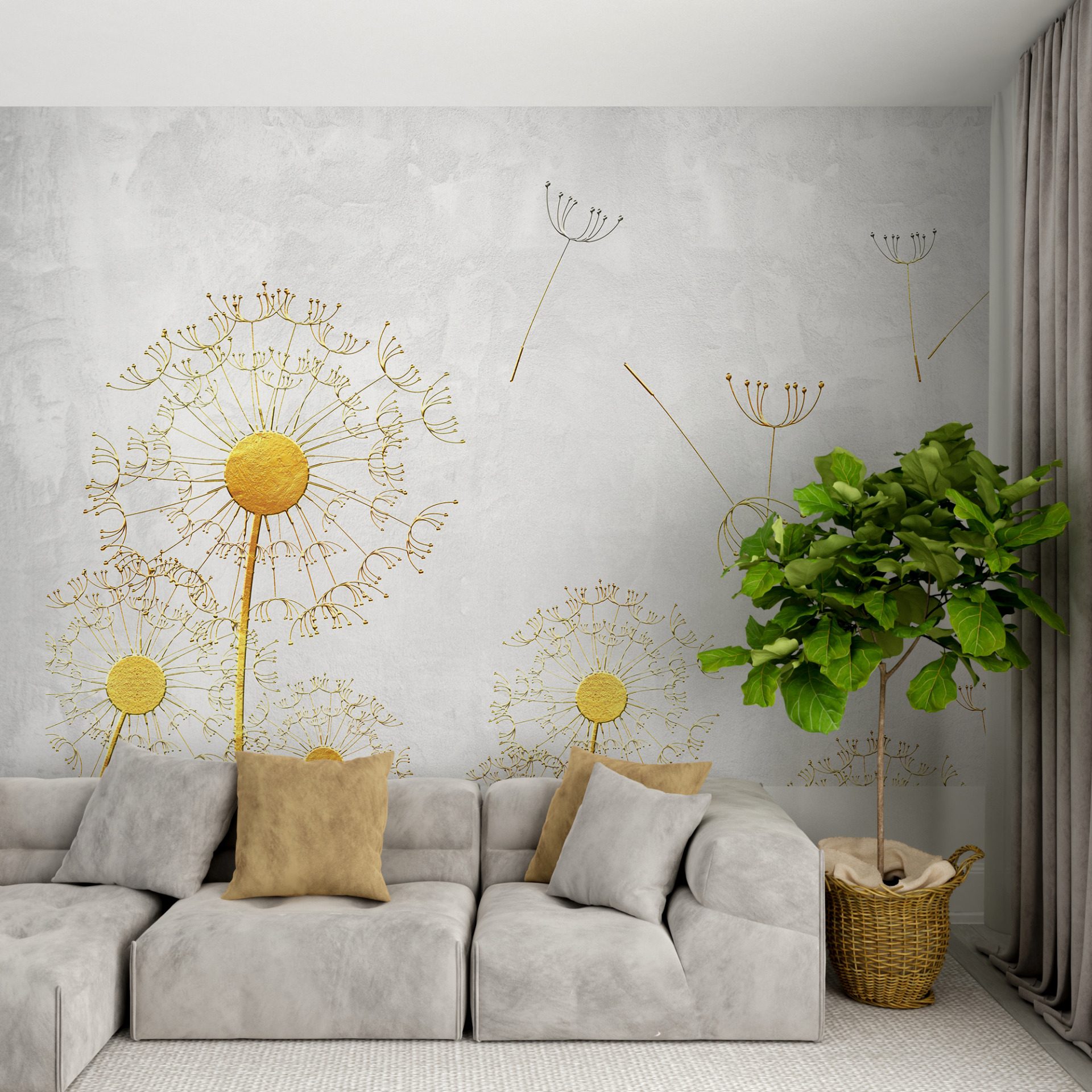 Wandgemälde Yellow Blowers