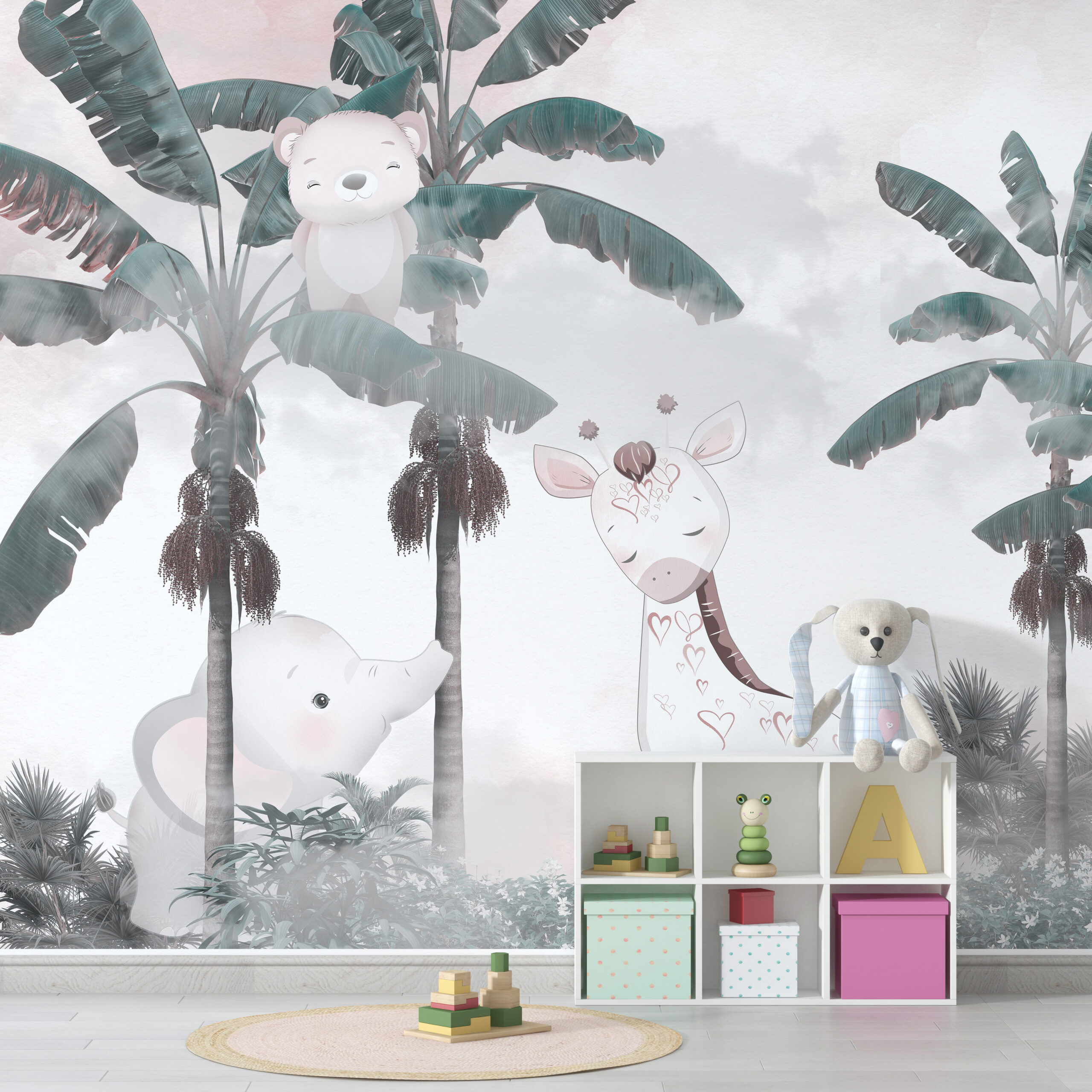 Fototapete mit Tieren und Palmen