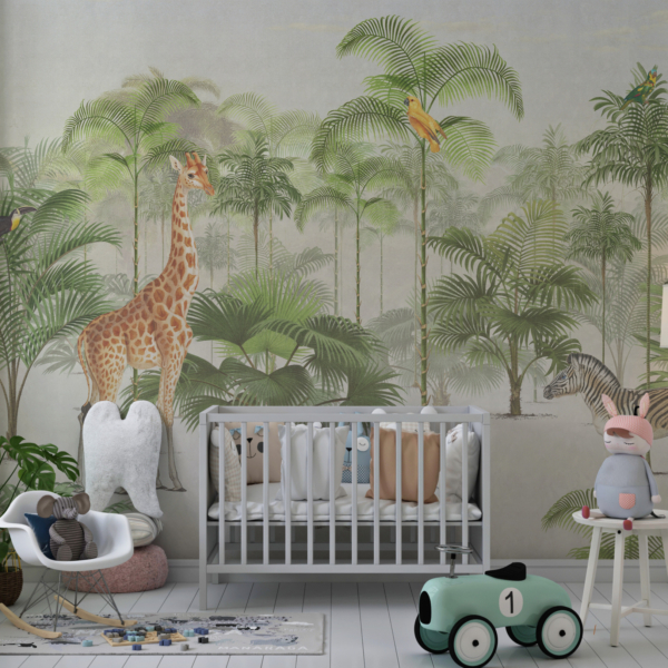 Giraffe in Grün Tapete