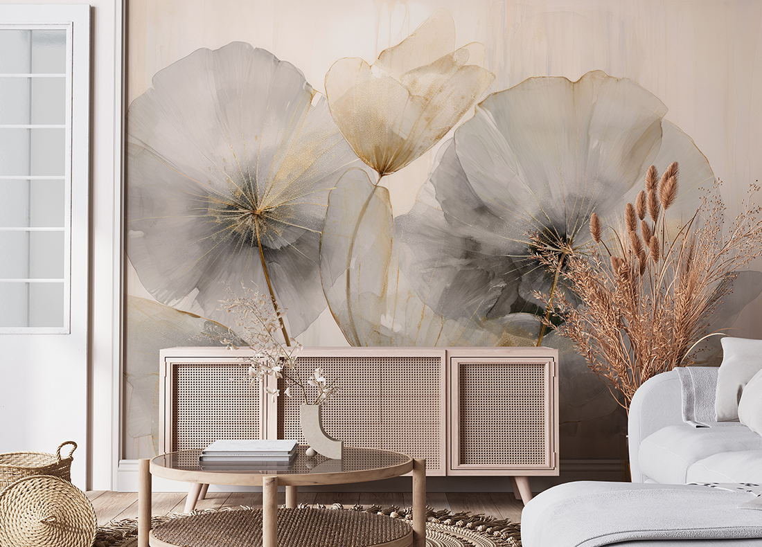 Wandmalerei Blätter Fans