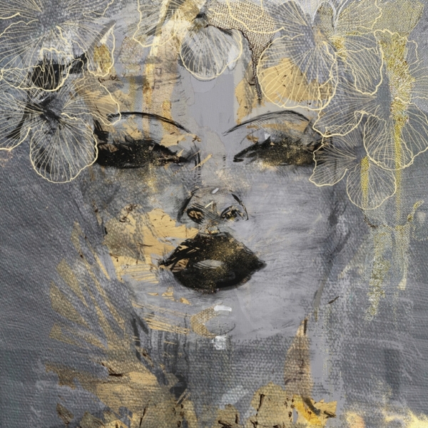 Fototapete Golden Girl in Flowers