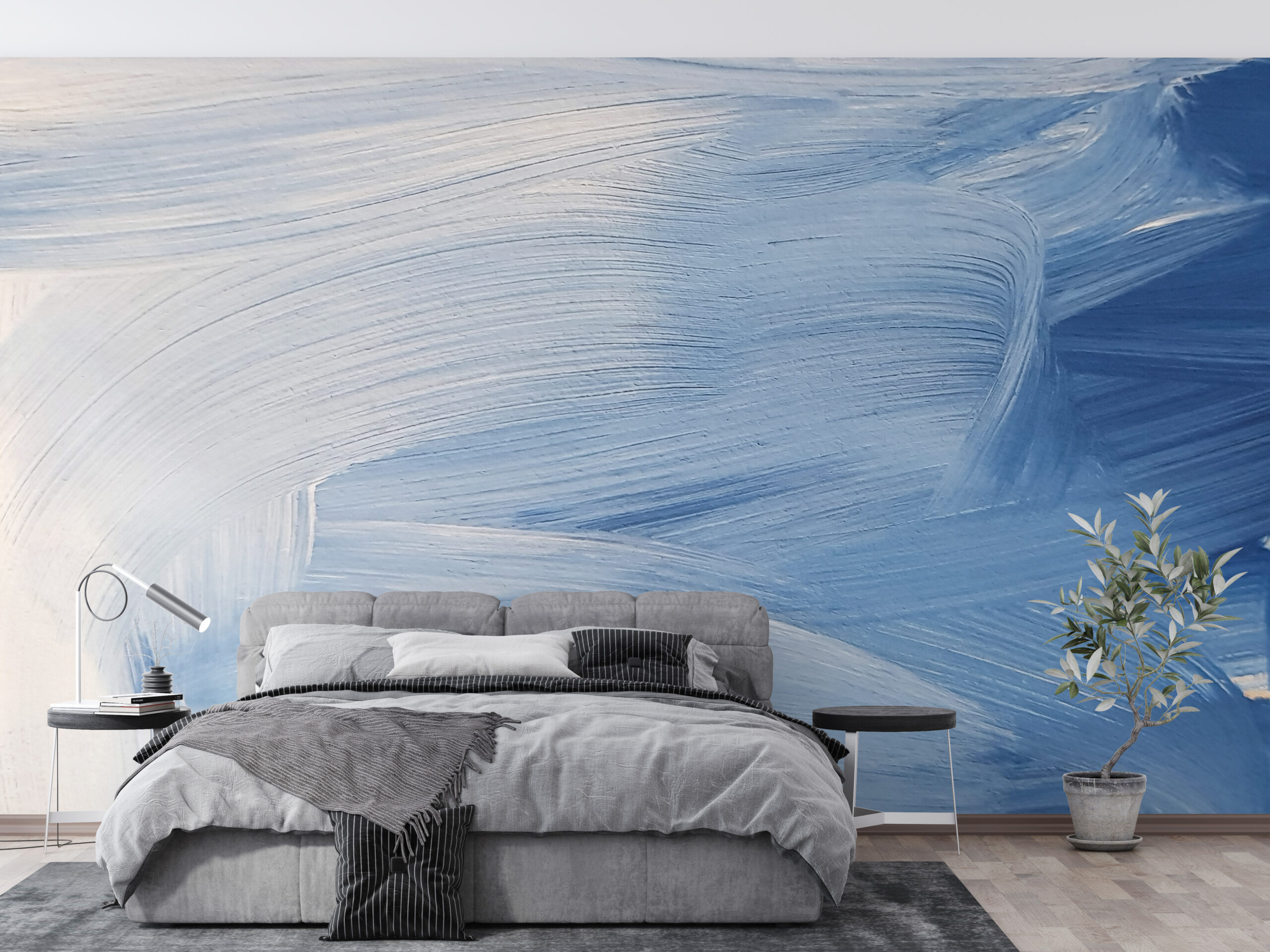 Fototapete mit Pinsel blau gestrichen