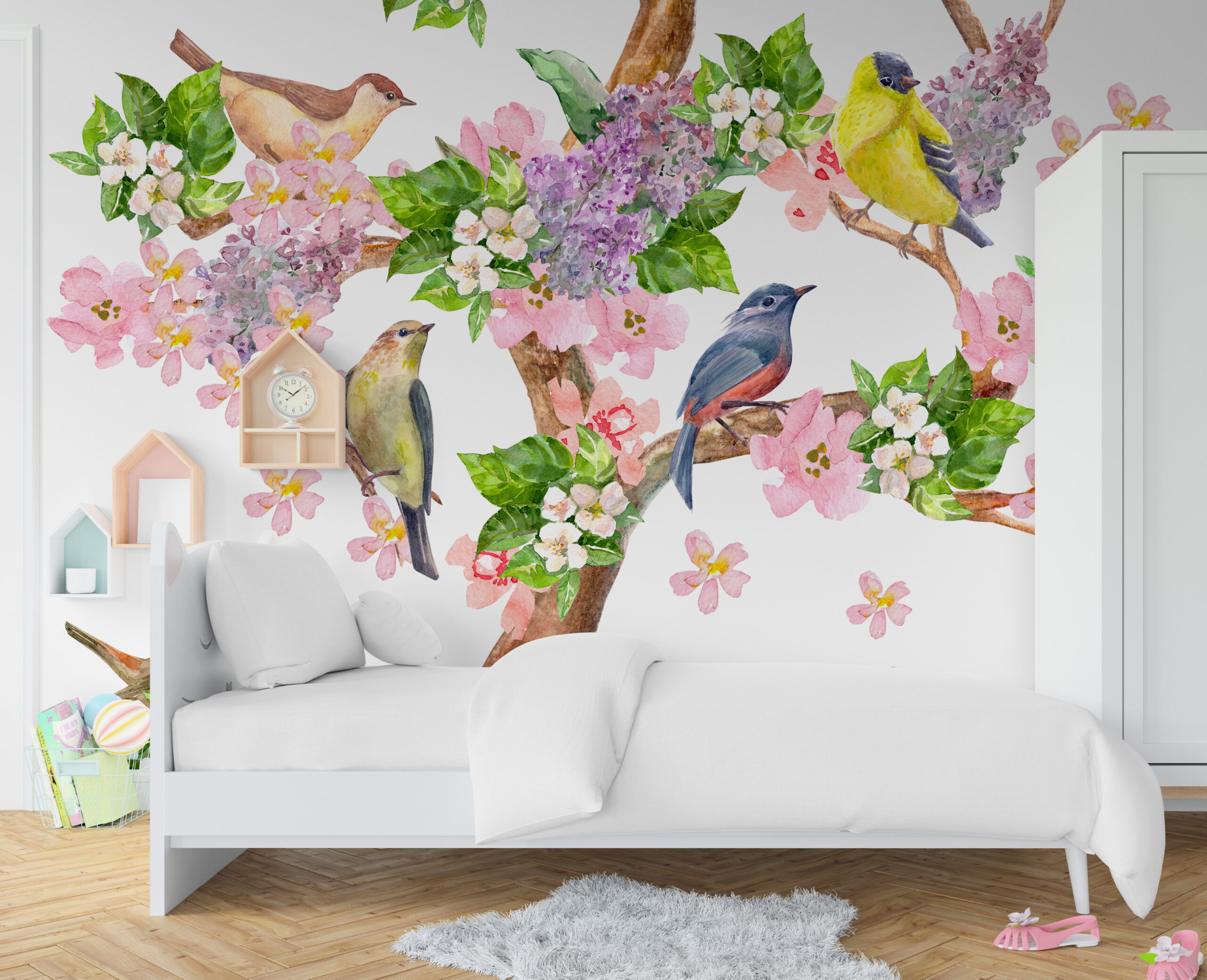 Fototapete Vögel auf einem Baumzweig