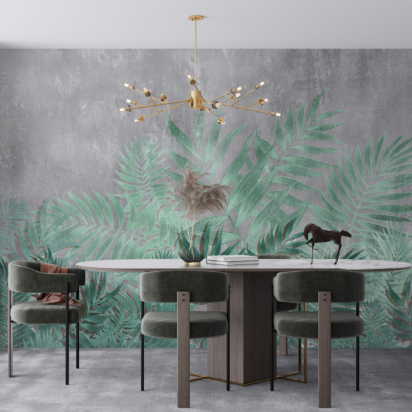 Fototapete Tropische Blätter In Grau