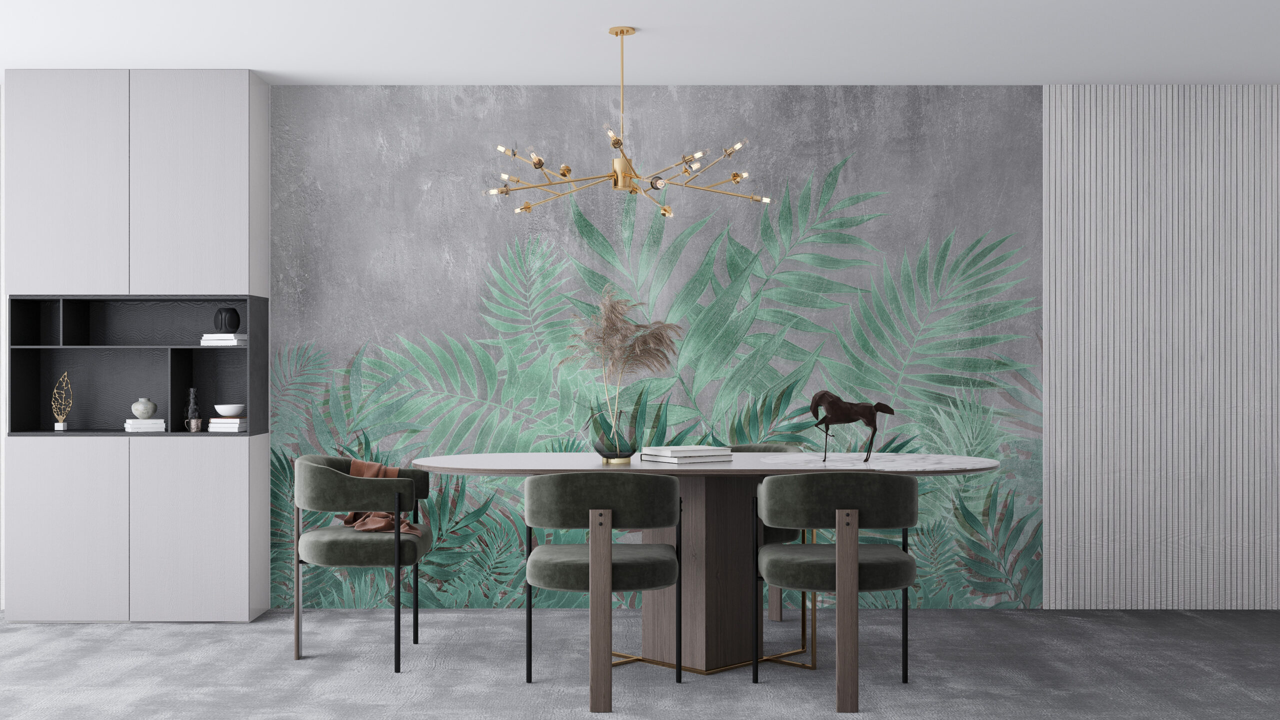 Fototapete Tropische Blätter In Grau