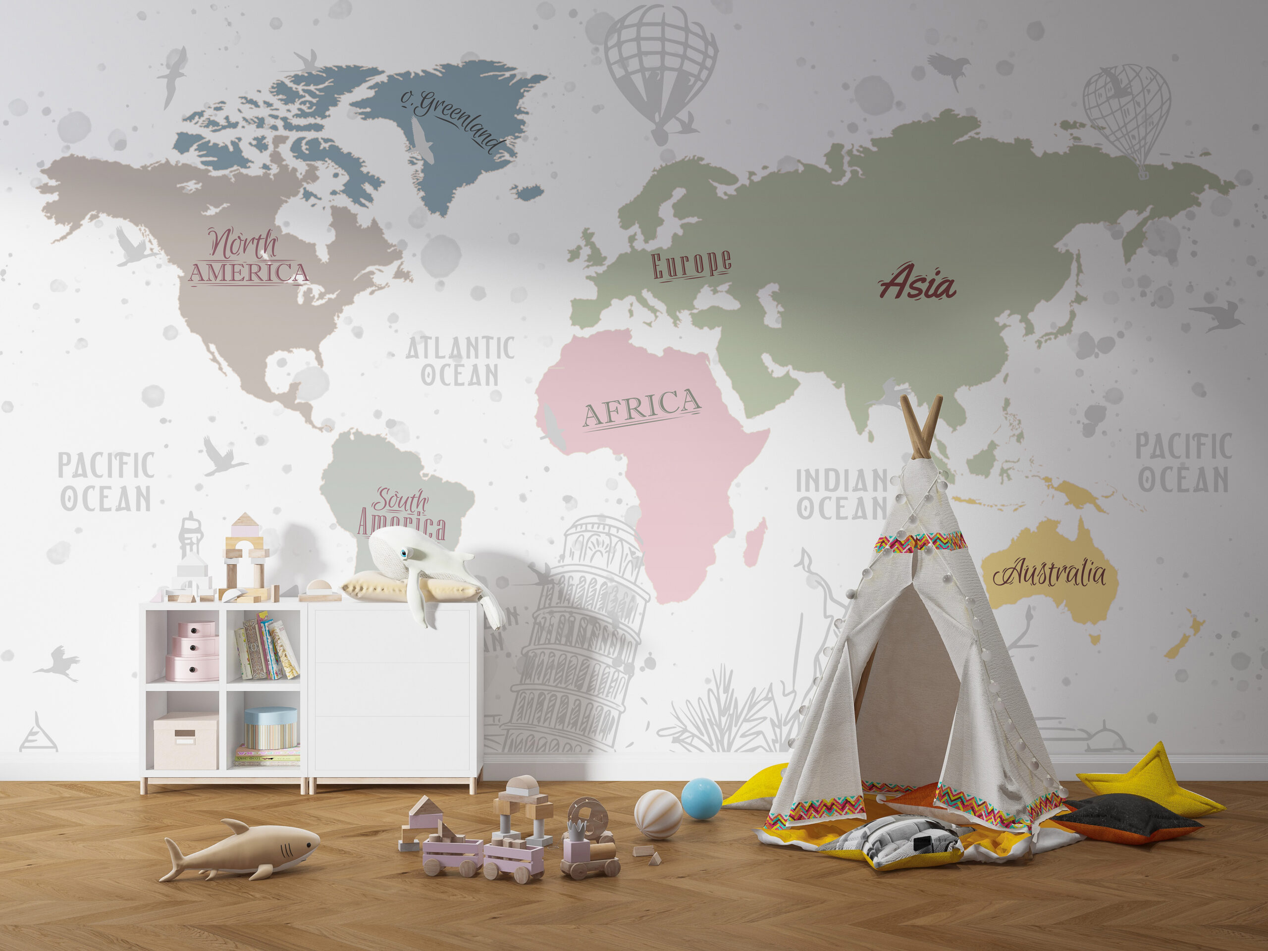 Wallpaper Weltkarte Weiß