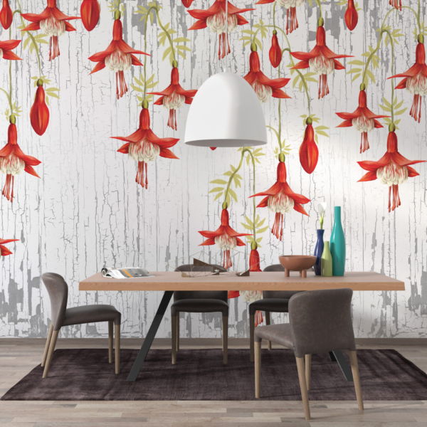 Tapete Hängende Rote Blumen