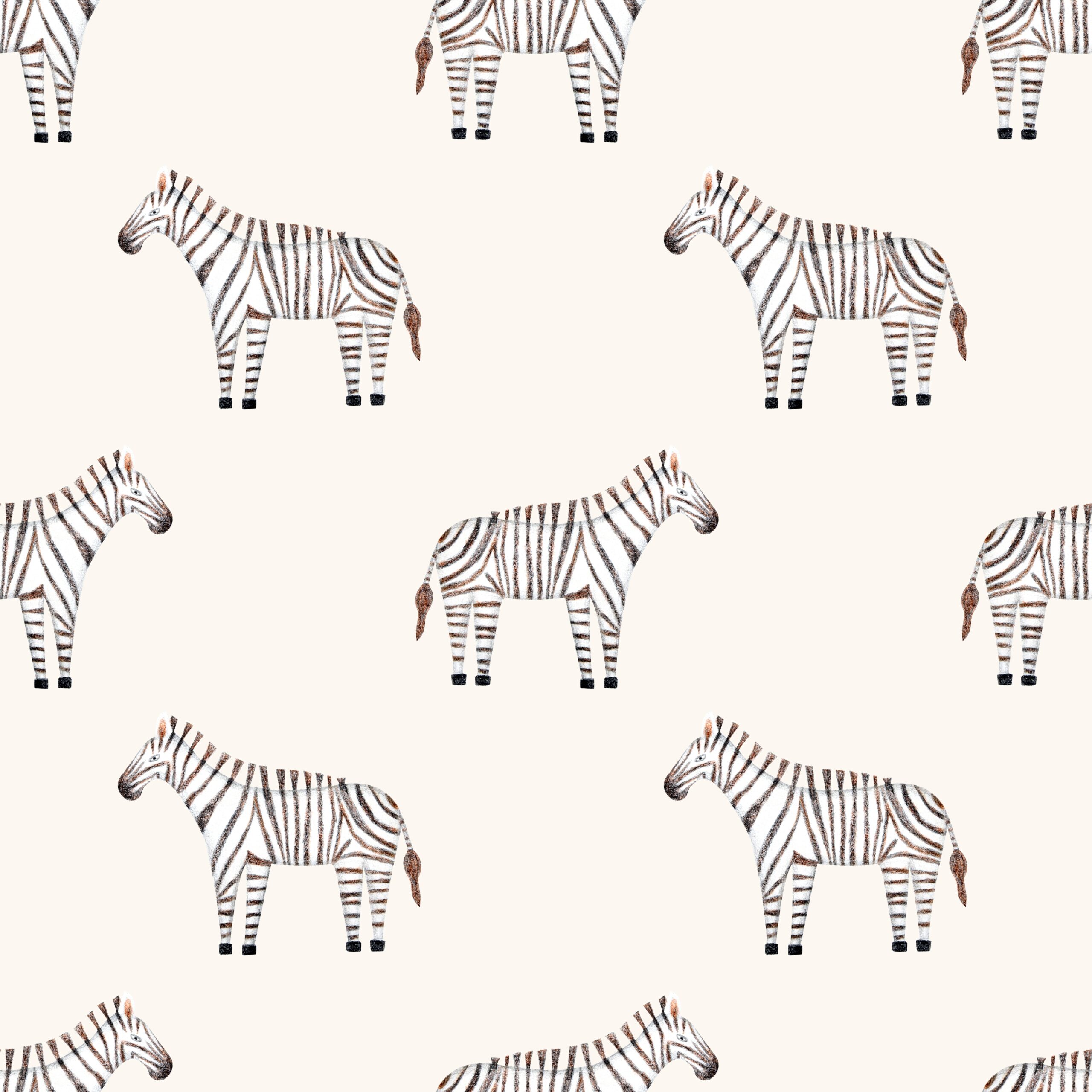 Colored,Pencils,Drawn,Zebra,Seamless,Pattern.,African,,Tropical,,Zoo,,Savannah