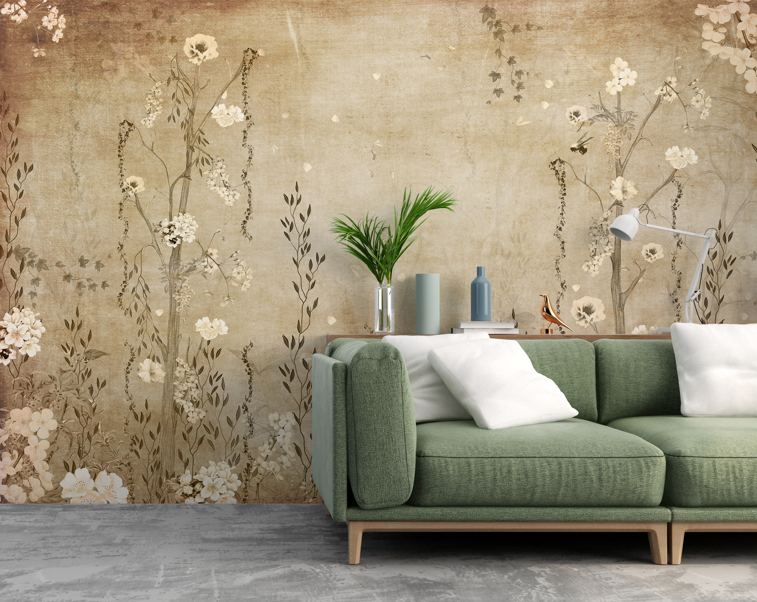 Fototapete mit Pflanzen in Braun und Beige