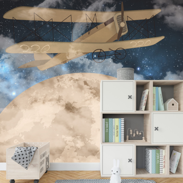 Fototapete Vollmond Flugzeug