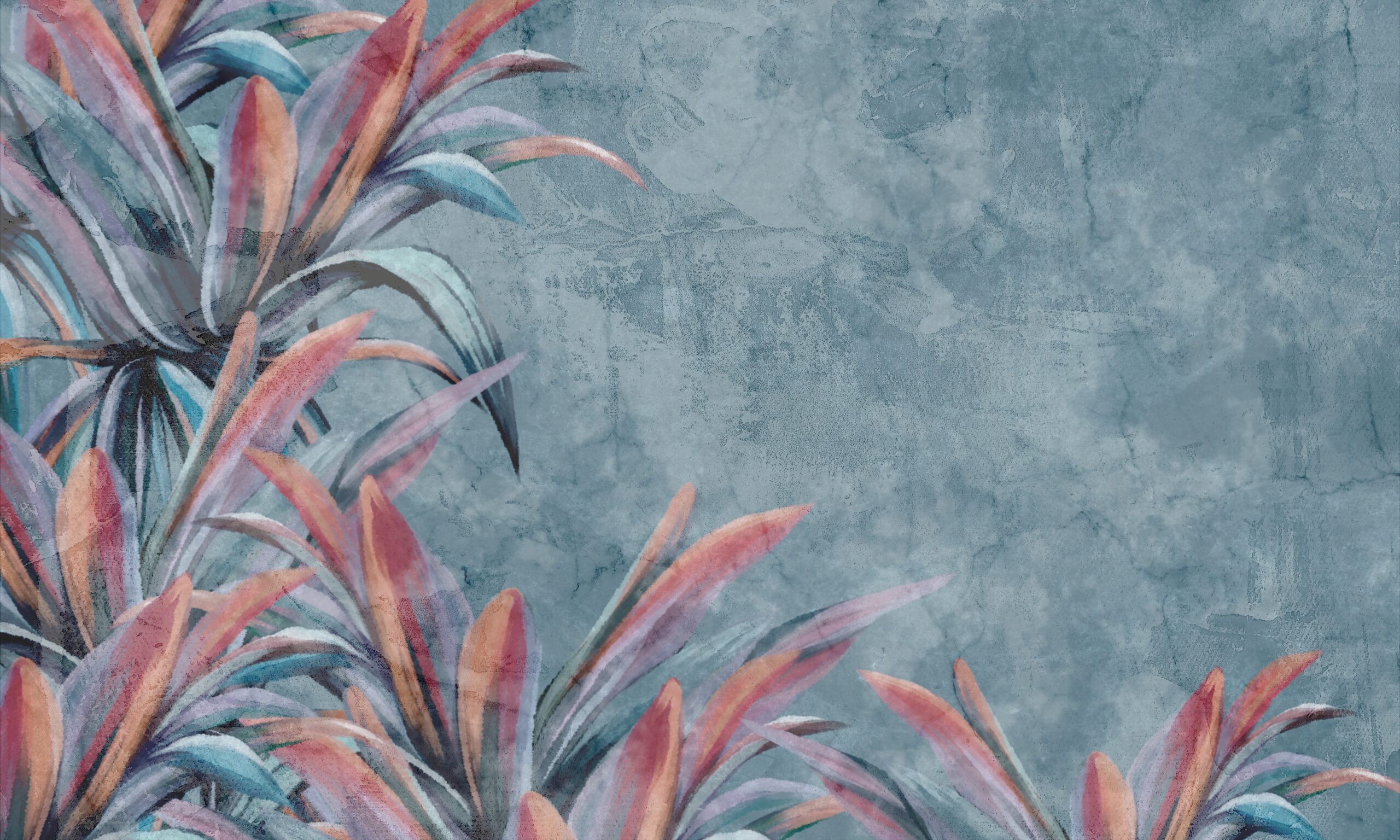 Large,Tropical,Leaves,Bushes,On,A,Textural,Background,Photo,Wallpaper