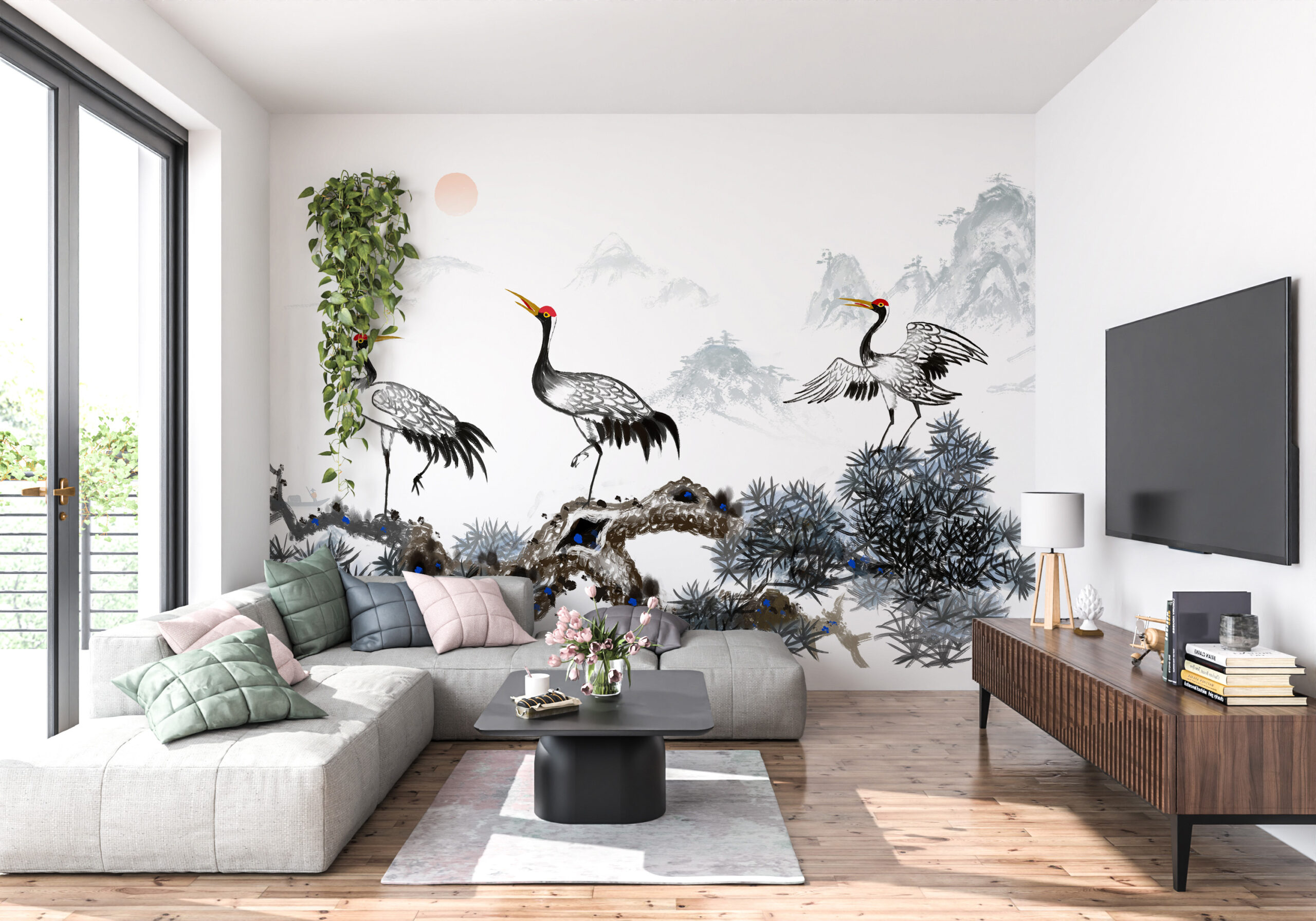 Fototapete Vögel in den Bergen